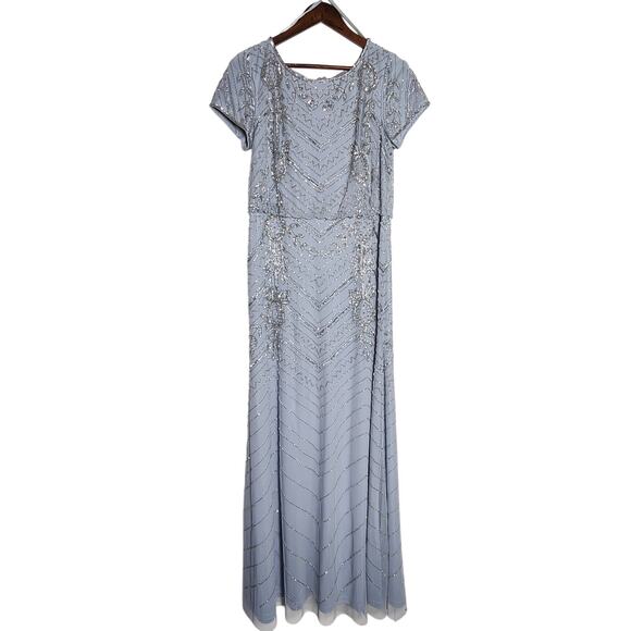 Adrianna Papell Light Blue Beaded Maxi Dress - Picture 4 of 16